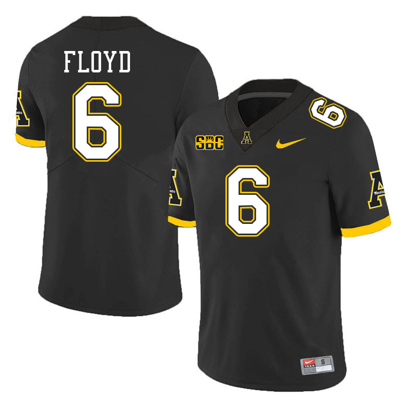 Appalachian State Mountaineers #6 Emory Floyd College Football Jerseys Stitched-Black